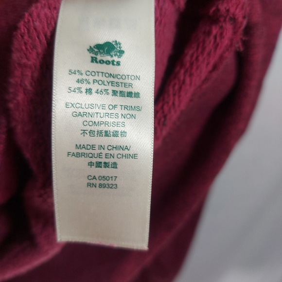 Roots 1/4 Zip Collared Heathered Cranberry Sweatshirt, Mens XS - Picture 7 of 9